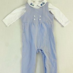 Crown & Ivy Baby Boy Blue 2 Piece Overall Set Size 9 months